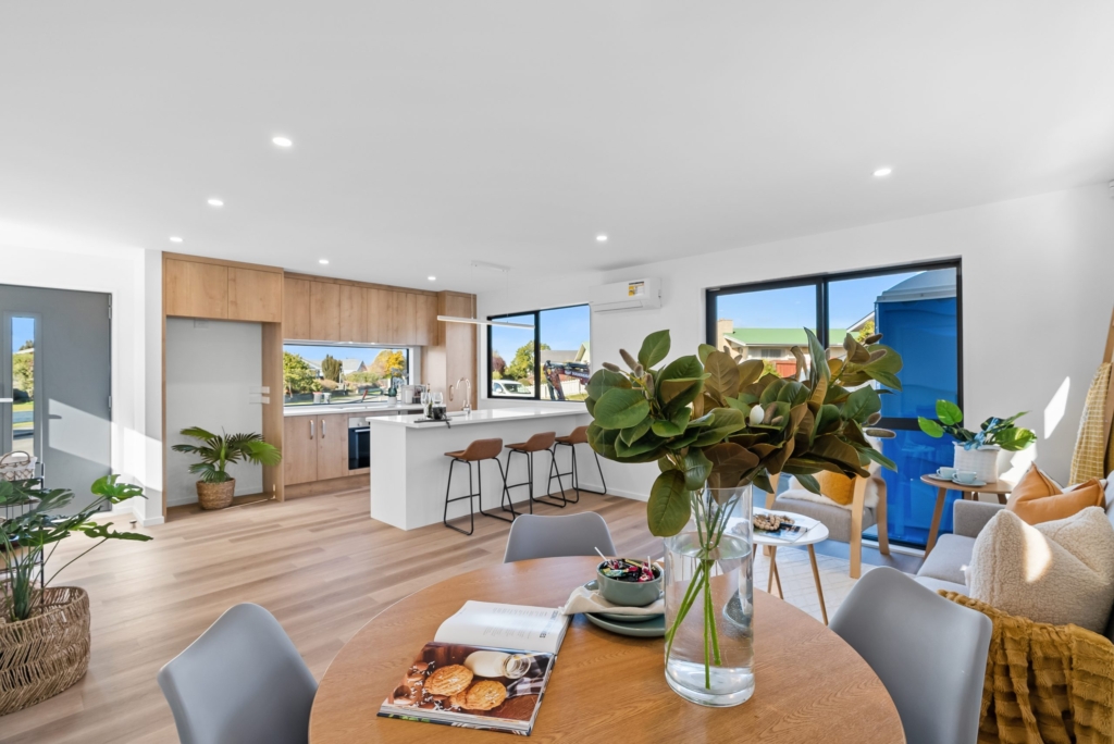 Living area in 3-bedroom 4-unit townhouse development at Dunluce Place, Hornby