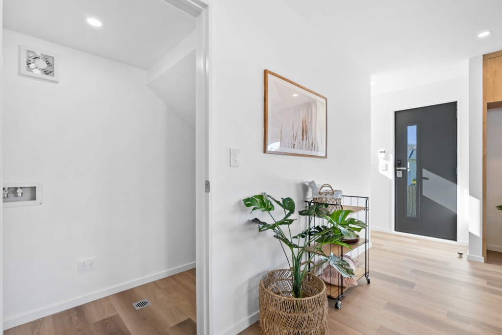 Living area in 3-bedroom 4-unit townhouse development at Dunluce Place, Hornby