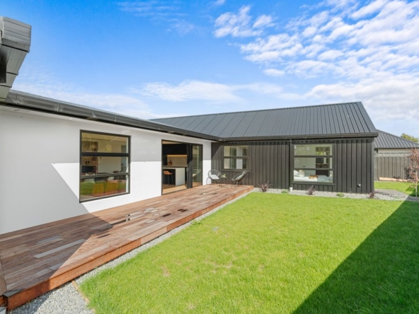 Modern 4-bedroom turn-key home exterior in Prebbleton, Christchurch &mdash; LOT 87 Hamptons Grove by Tailored Homes