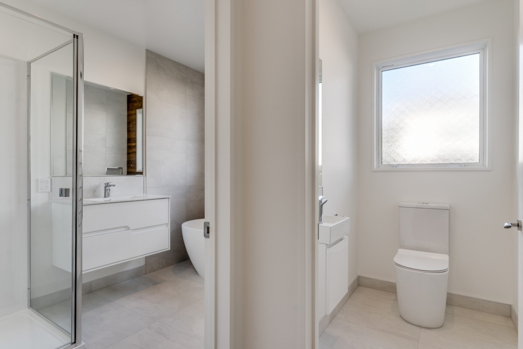 Bathroom in 4-bedroom 4-bathroom custom home at Irvines Track, Halswell