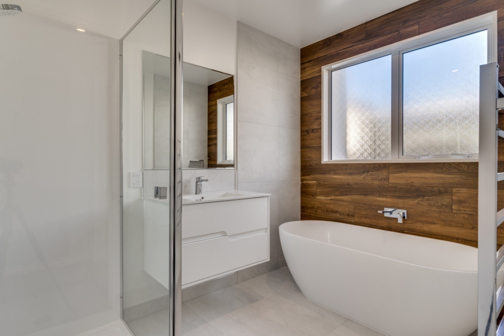 Bathroom in 4-bedroom 4-bathroom custom home at Irvines Track, Halswell