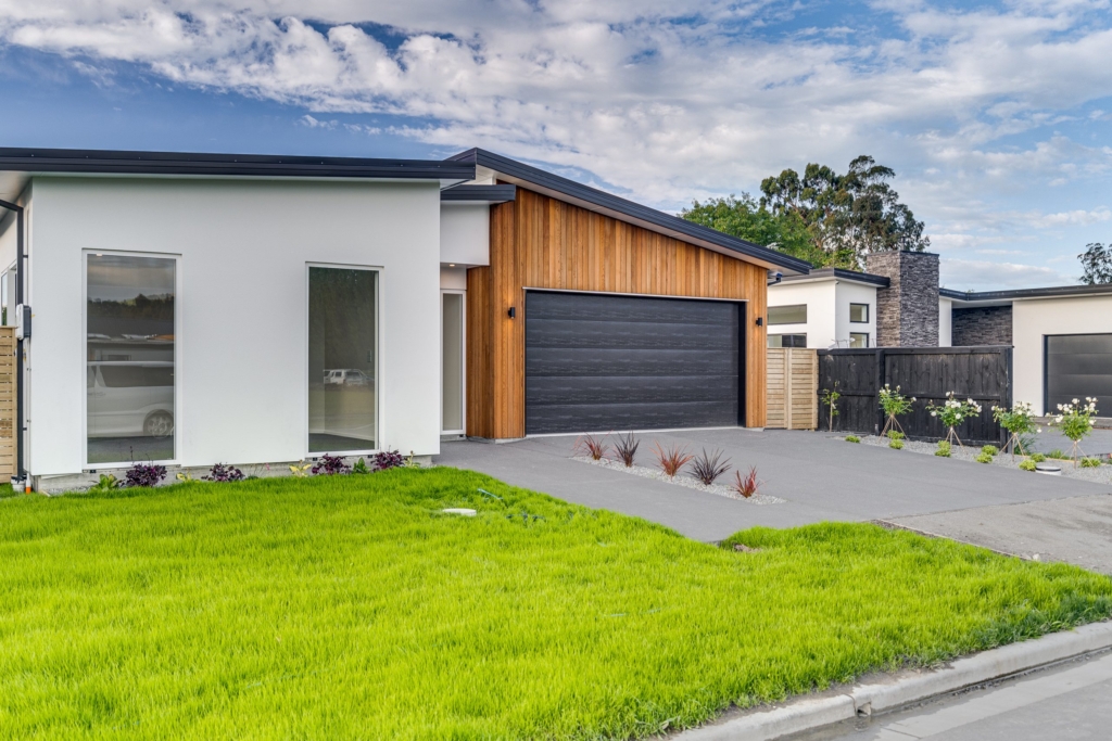 Exterior of 4-bedroom 4-bathroom custom home at Irvines Track, Halswell