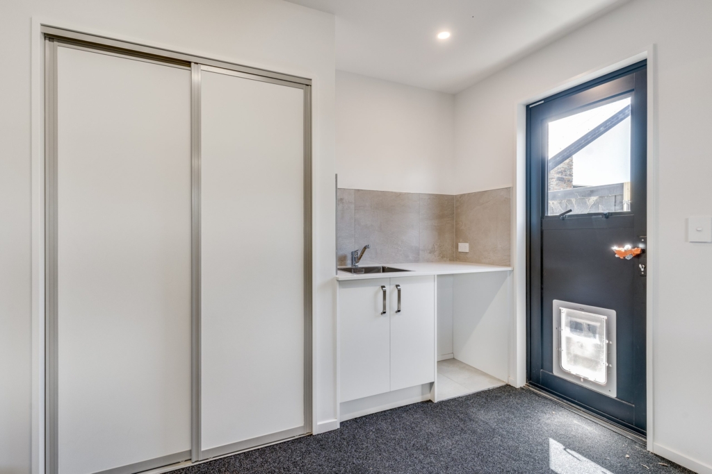 Garage of 3-bedroom 2-bathroom custom home at Irvines Track, Halswell