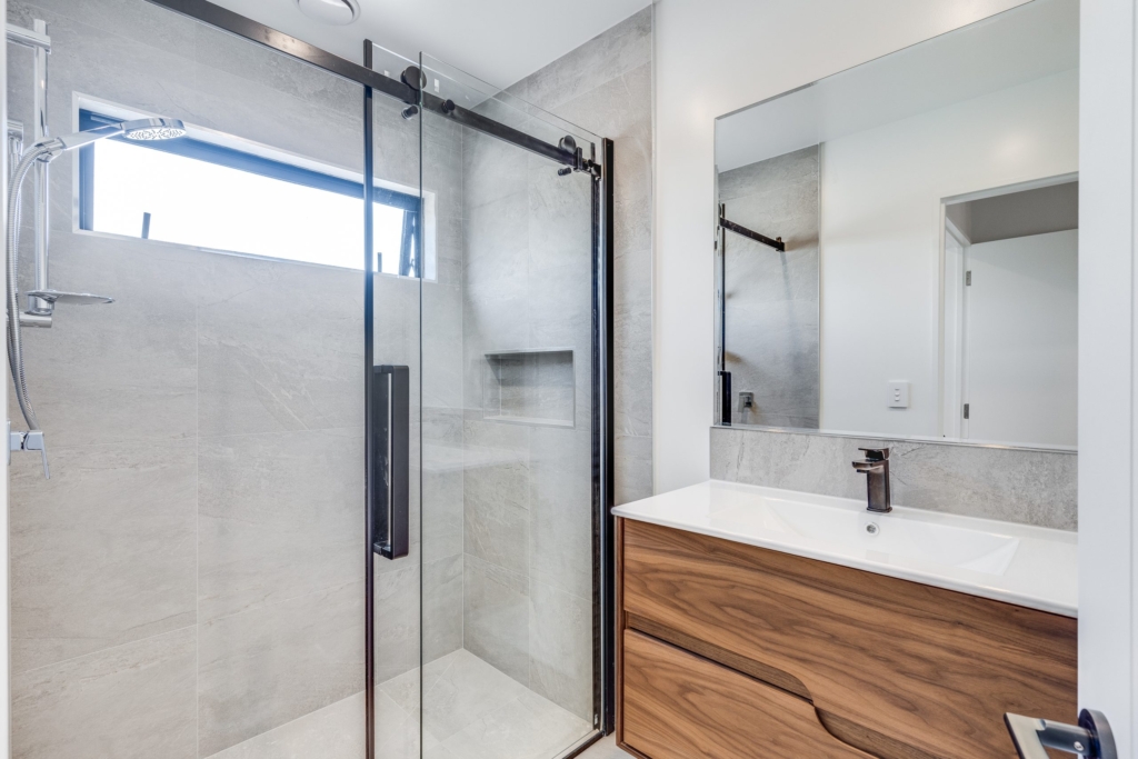 Bathroom in 3-bedroom 2-bathroom custom home at Irvines Track, Halswell