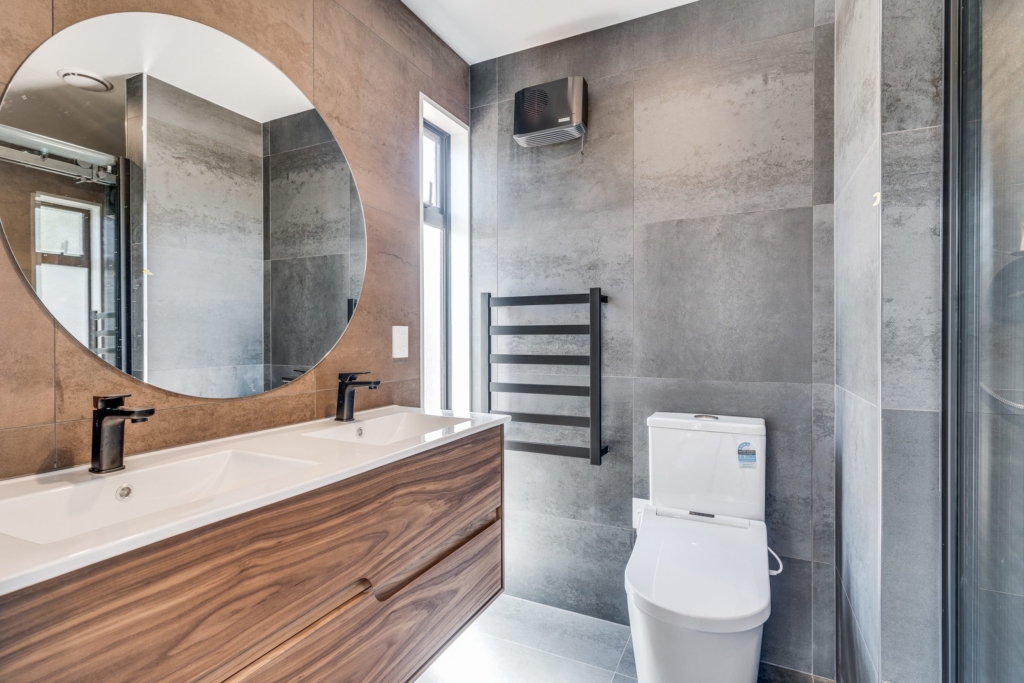 Bathroom in 3-bedroom 2-bathroom custom home at Irvines Track, Halswell