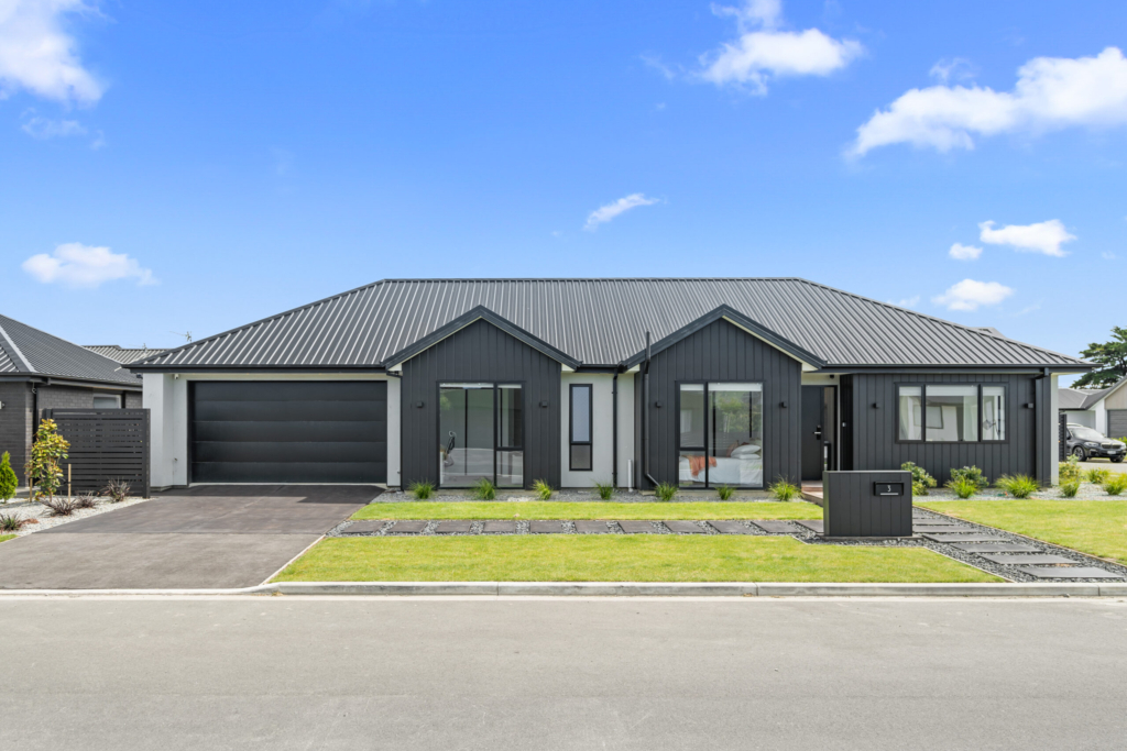 Exterior of 4-bedroom 2-bathroom custom home at Dalness Crescent, Halswell