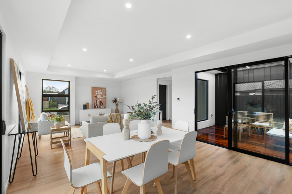Living area in 4-bedroom 2-bathroom custom home at Ferbane Way, Halswell