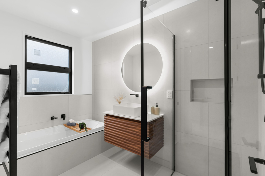 Bathroom in 4-bedroom 2-bathroom custom home at Ferbane Way, Halswell