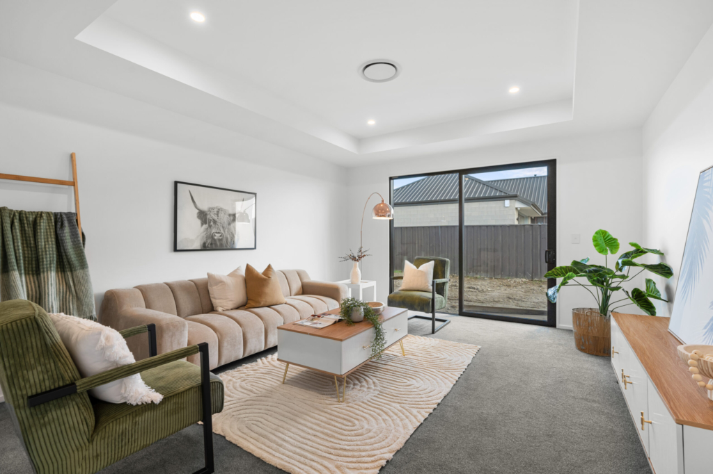 Living area in 4-bedroom 2-bathroom custom home at Ferbane Way, Halswell