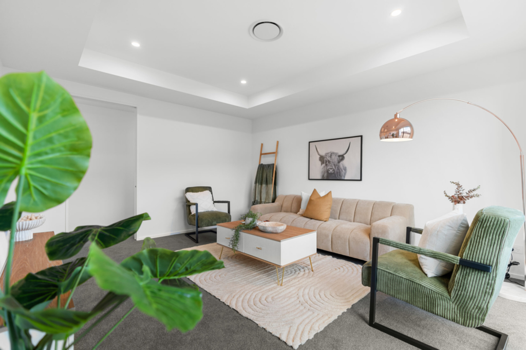Living area in 4-bedroom 2-bathroom custom home at Ferbane Way, Halswell