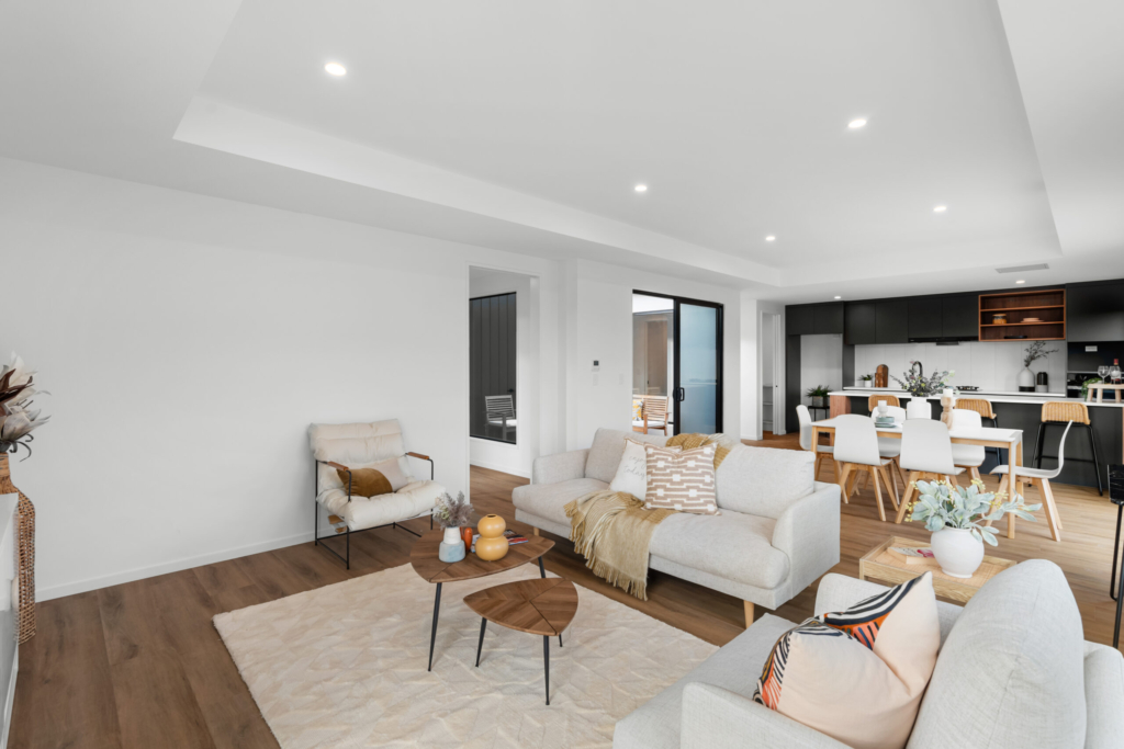 Living area in 4-bedroom 2-bathroom custom home at Ferbane Way, Halswell