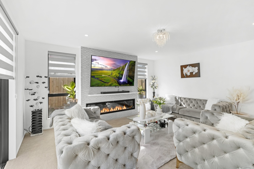 Living area in 4-bedroom 2-bathroom custom home at Larissa Road, Halswell