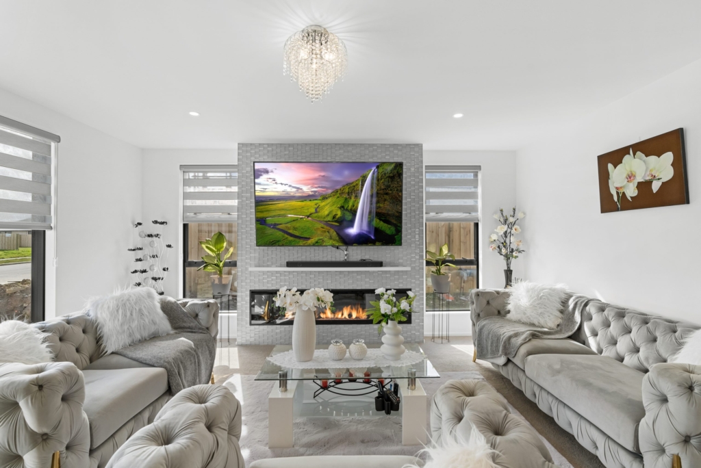 Living area in 4-bedroom 2-bathroom custom home at Larissa Road, Halswell