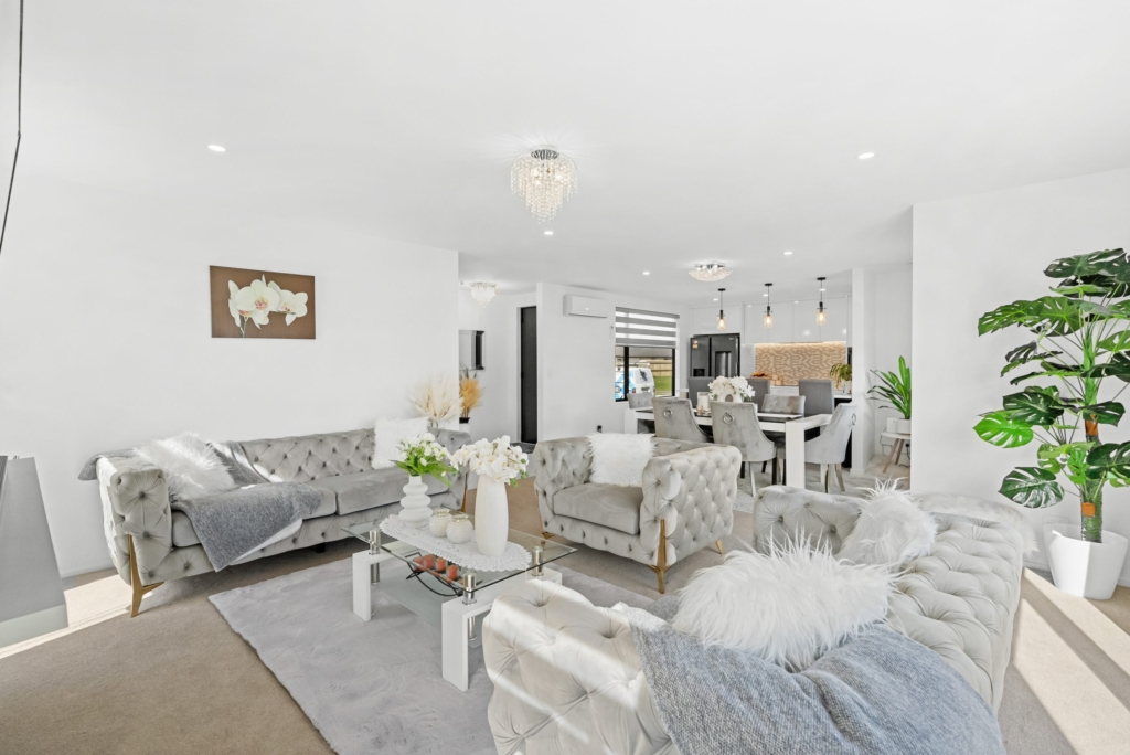 Living area in 4-bedroom 2-bathroom custom home at Larissa Road, Halswell
