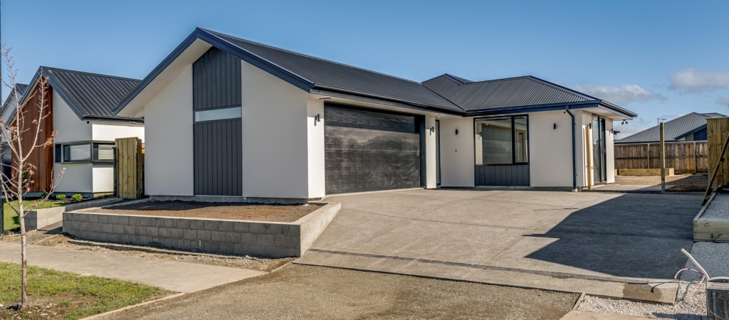 Exterior of 4-bedroom 2-bathroom custom home at Palmer Avenue, Rolleston