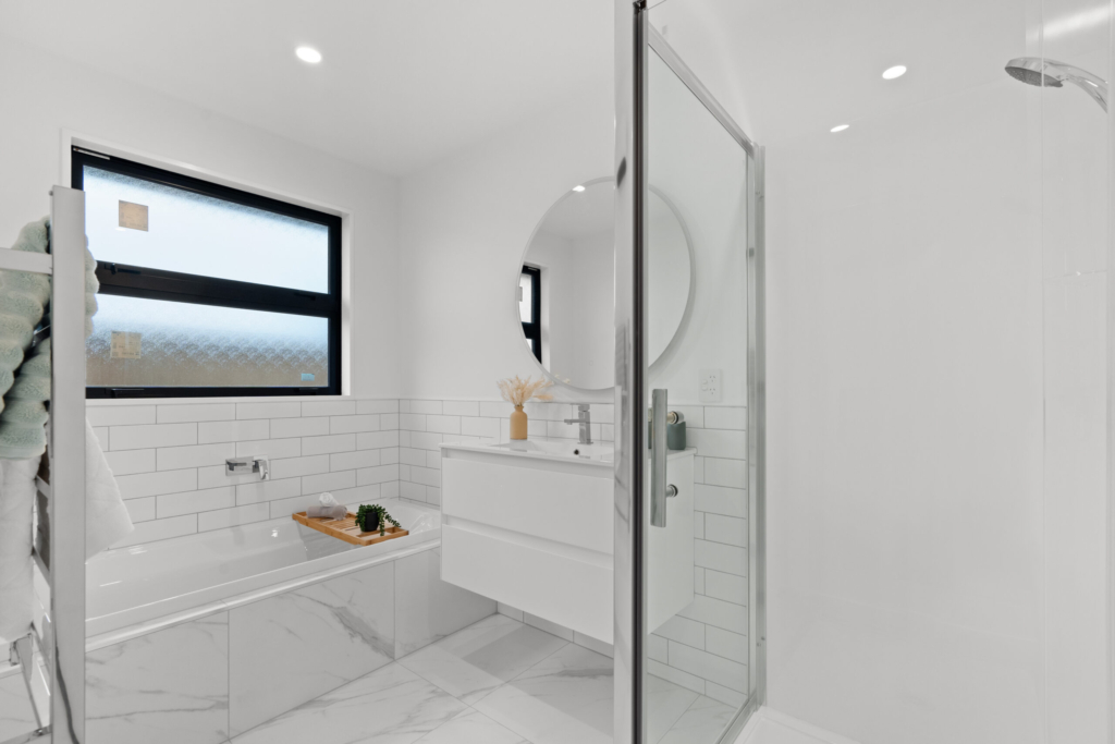 Bathroom in 4-bedroom 2-bathroom custom home at Cork Street, Halswell