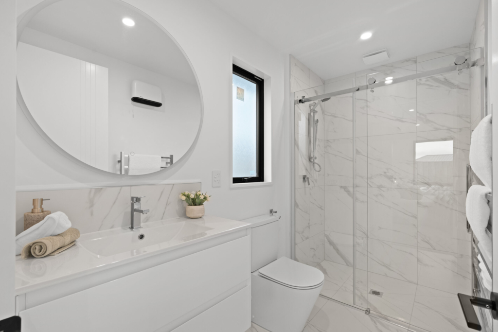 Bathroom in 4-bedroom 2-bathroom custom home at Cork Street, Halswell