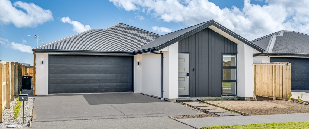 Exterior of 3-bedroom 3-bathroom custom home at Nancy Wake Street, Rolleston
