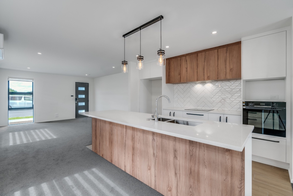 Kitchen in 3-bedroom 3-bathroom custom home at Nancy Wake Street, Rolleston