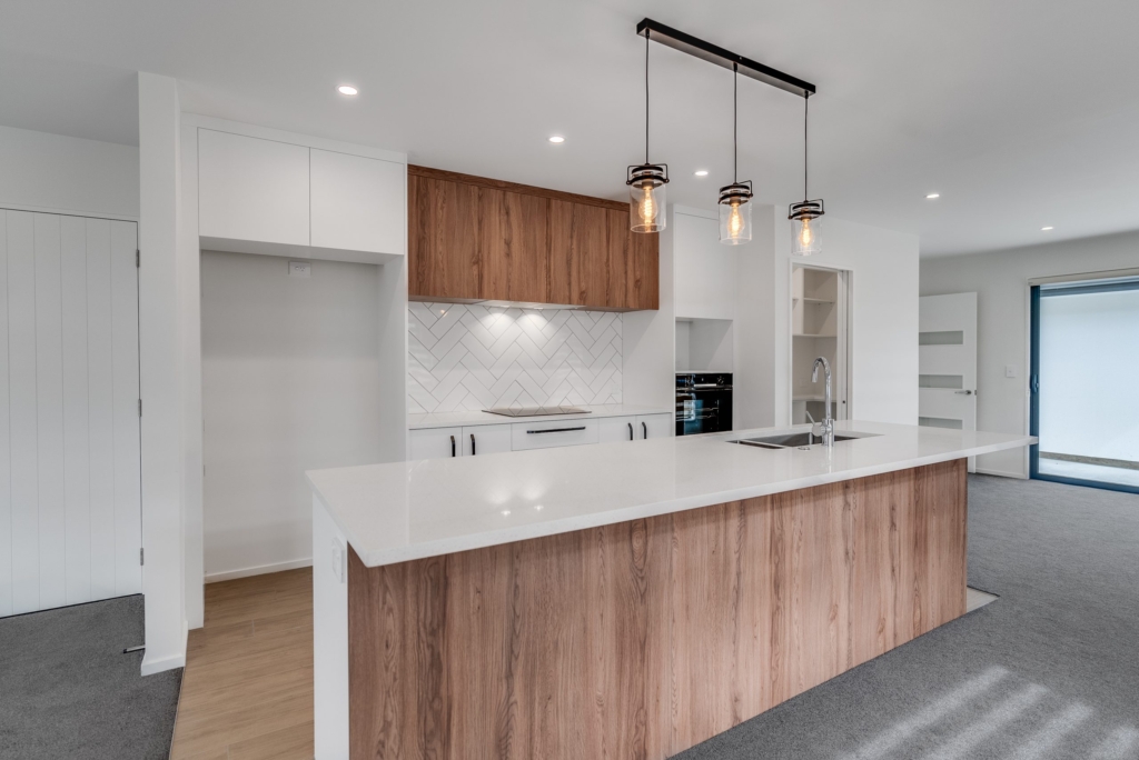 Kitchen in 3-bedroom 3-bathroom custom home at Nancy Wake Street, Rolleston
