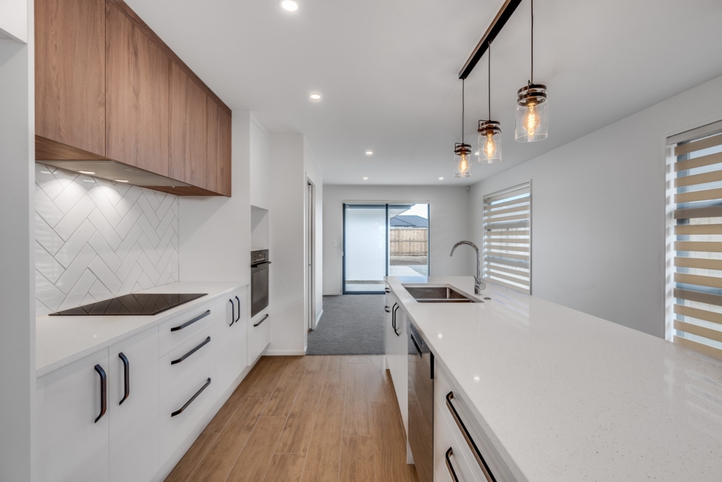 Kitchen in 3-bedroom 3-bathroom custom home at Nancy Wake Street, Rolleston