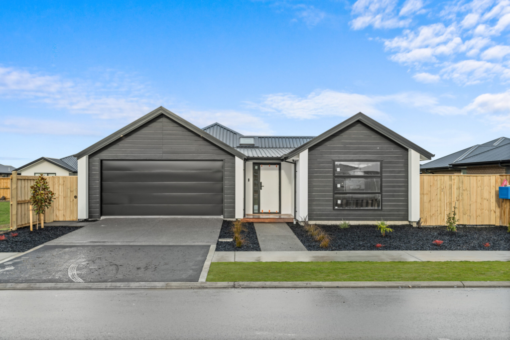 Exterior of 4-bedroom 2-bathroom custom home at Sudbury Way, Rolleston
