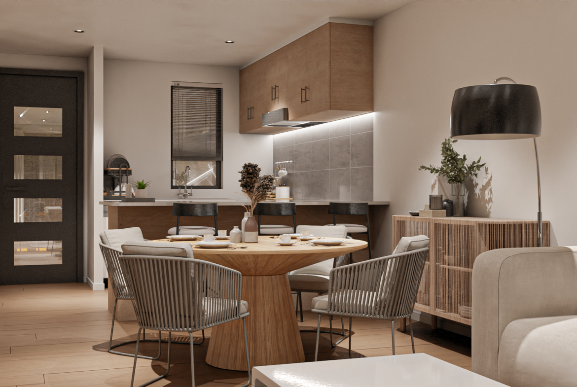 living and dining area in a Tailored Homes townhouse