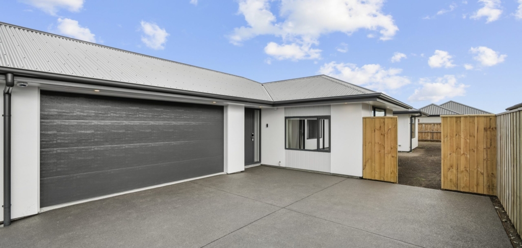 Exterior of 3-bedroom 2-bathroom custom home at Kannedys landing, Halswell
