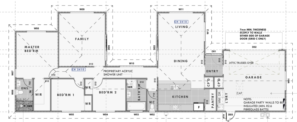 Floor plan for 3-bedroom 2-bathroom custom home at Kannedys landing, Halswell