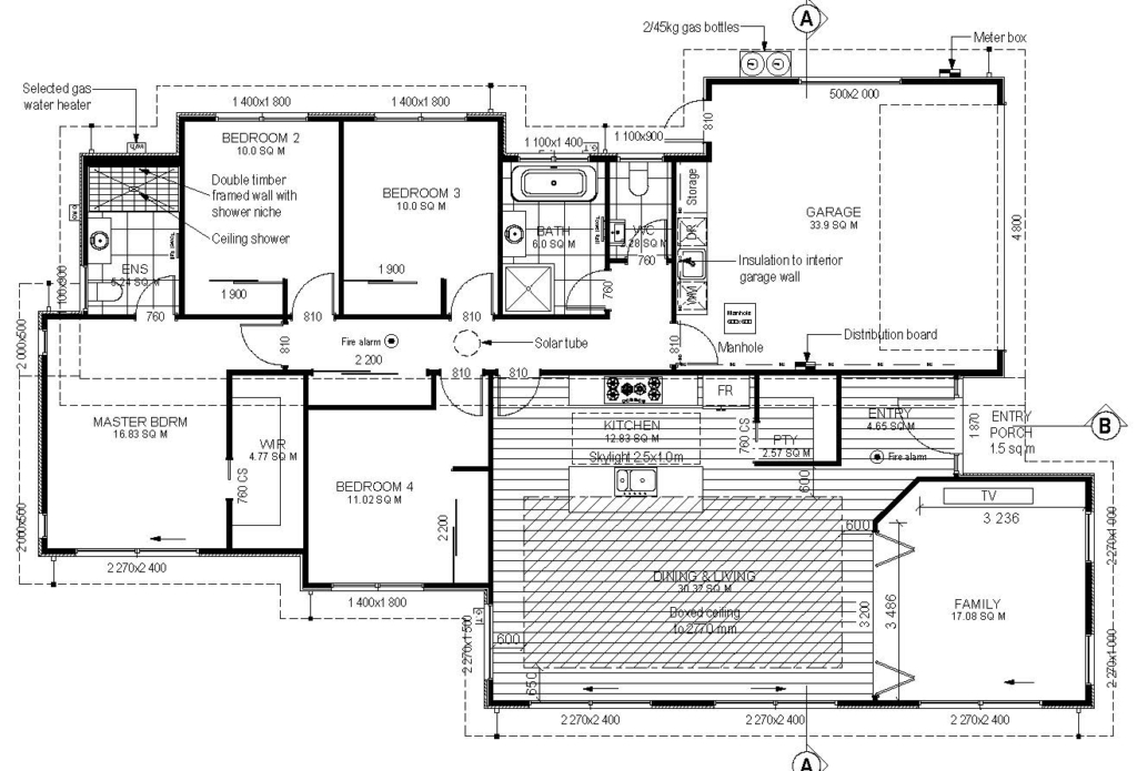 Floor plan for 4-bedroom 4-bathroom custom home at Irvines Track, Halswell