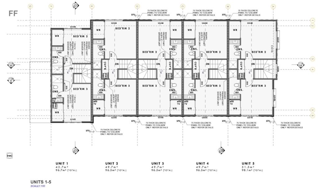 Floor plan for 2-bedroom 21-unit townhouse development at Bunyan Street, Waltham