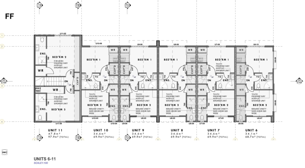 Floor plan for 2-bedroom 21-unit townhouse development at Bunyan Street, Waltham