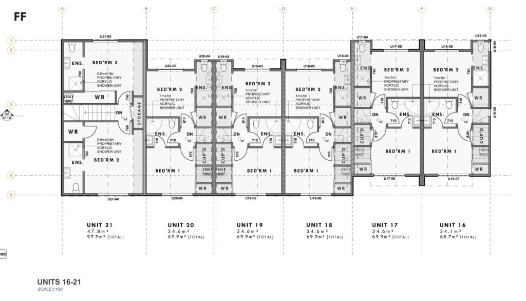 Floor plan for 2-bedroom 21-unit townhouse development at Bunyan Street, Waltham