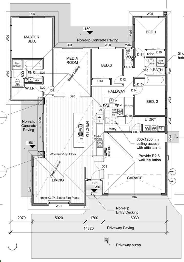 Floor plan for 4-bedroom 2-bathroom custom home at Whitburn Avenue, Halswell