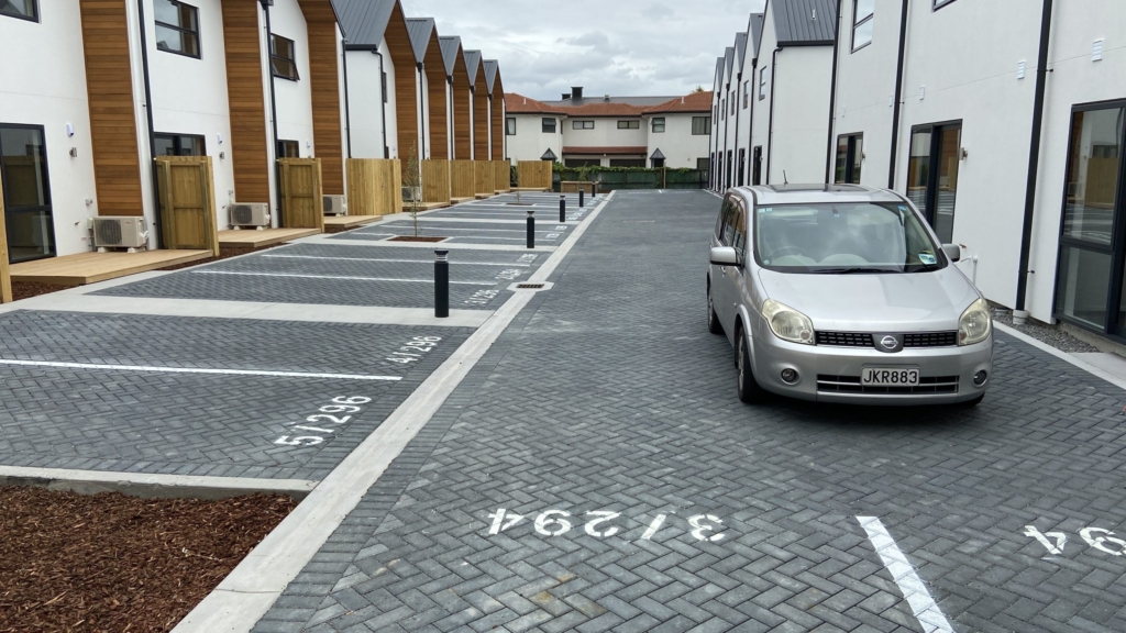 Exterior of 2-bedroom 19-unit townhouse development at Hereford Street, CHCH CBD