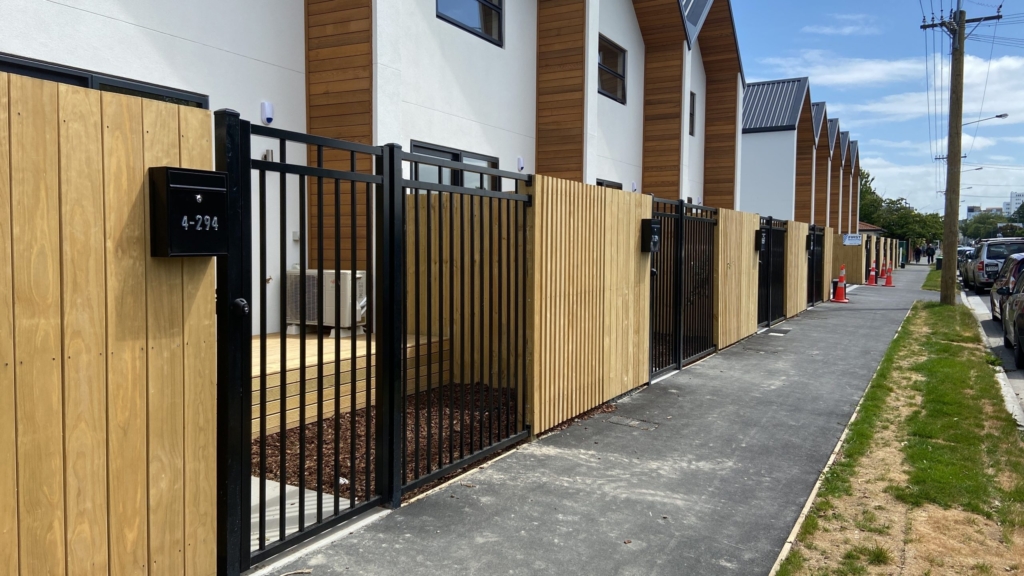 Exterior of 2-bedroom 19-unit townhouse development at Hereford Street, CHCH CBD