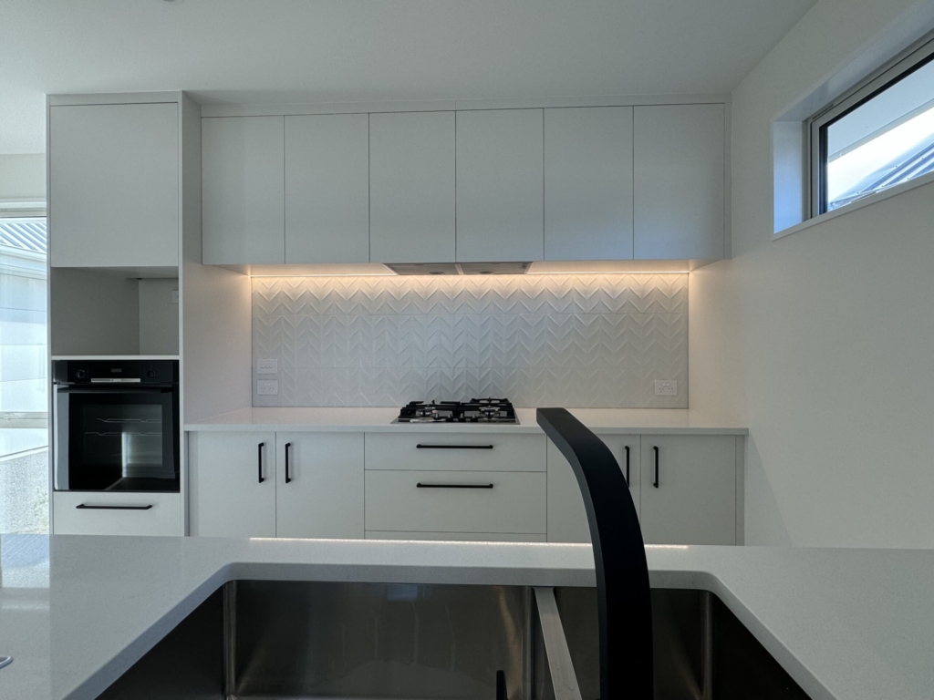 Kitchen in 3-bedroom 3-bathroom custom home at Acland Park, Rolleston