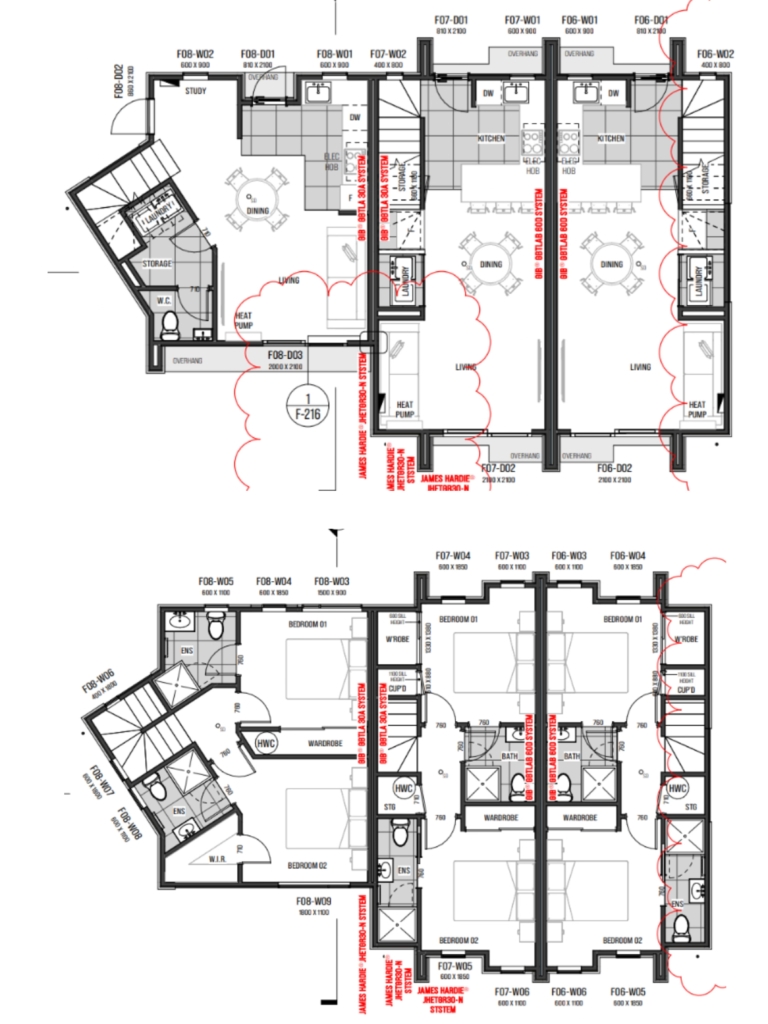 Floor plan for 2-bedroom 15-unit townhouse development at Deal Street, Wigram