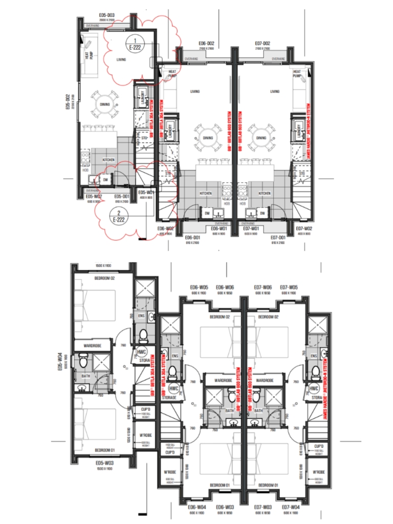 Floor plan for 2-bedroom 15-unit townhouse development at Deal Street, Wigram