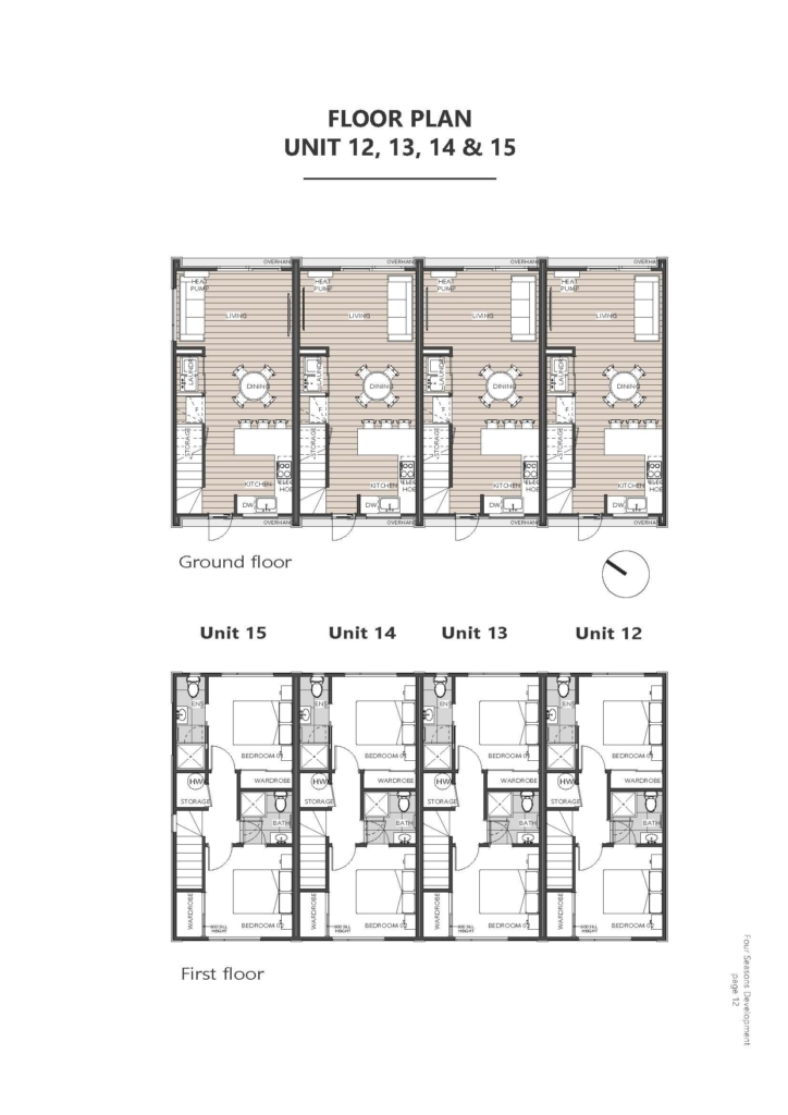 Floor plan for 2-bedroom 15-unit townhouse development at Deal Street, Wigram