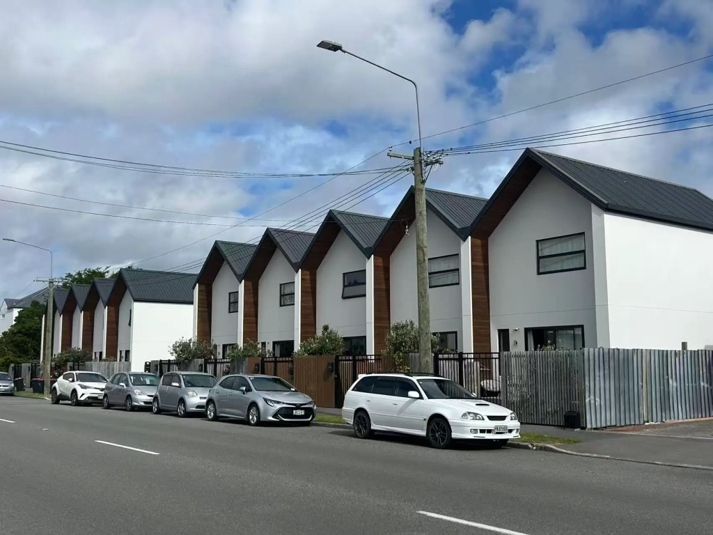 Exterior of 2-bedroom 19-unit townhouse development at Hereford Street, CHCH CBD