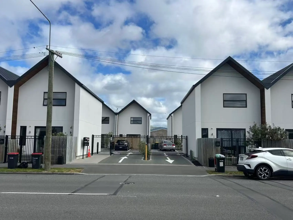 Exterior of 2-bedroom 19-unit townhouse development at Hereford Street, CHCH CBD