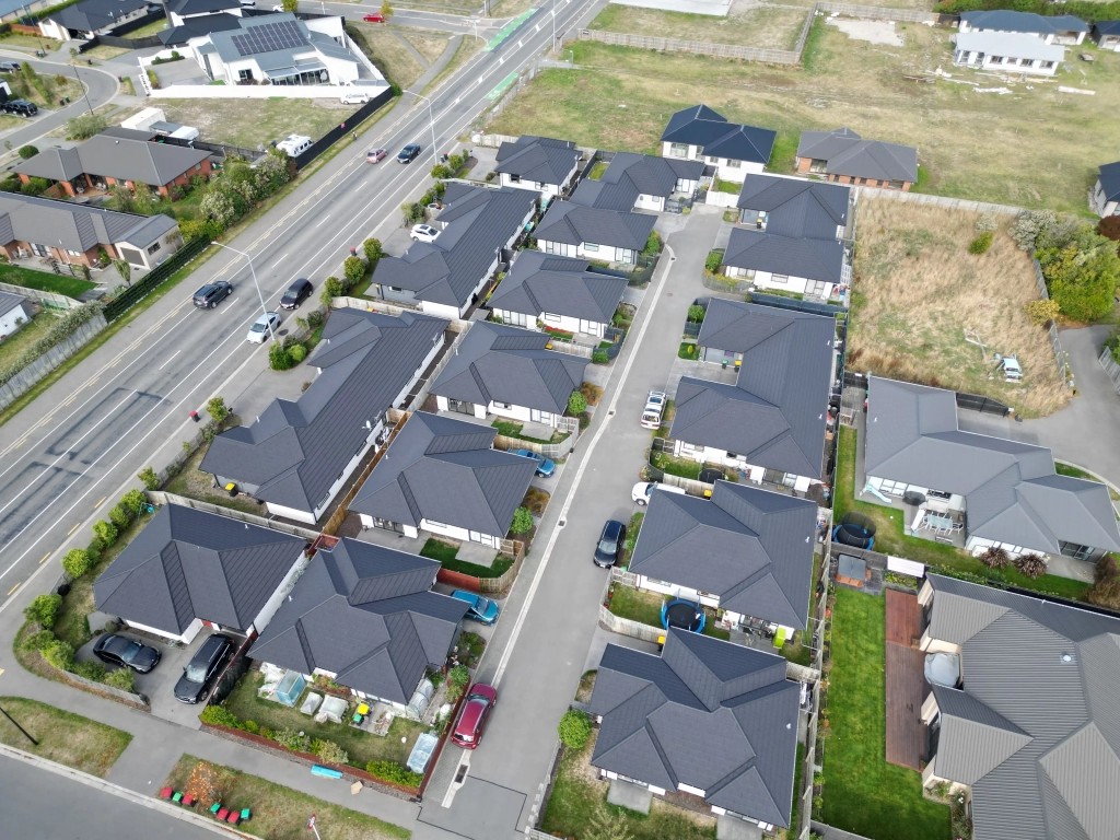 Exterior of 3-bedroom 18-unit townhouse development at Avatea Road, Wigram
