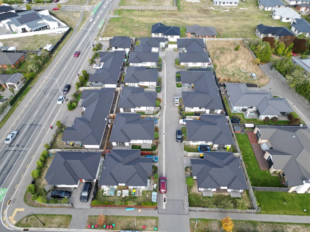 Exterior of 3-bedroom 18-unit townhouse development at Avatea Road, Wigram