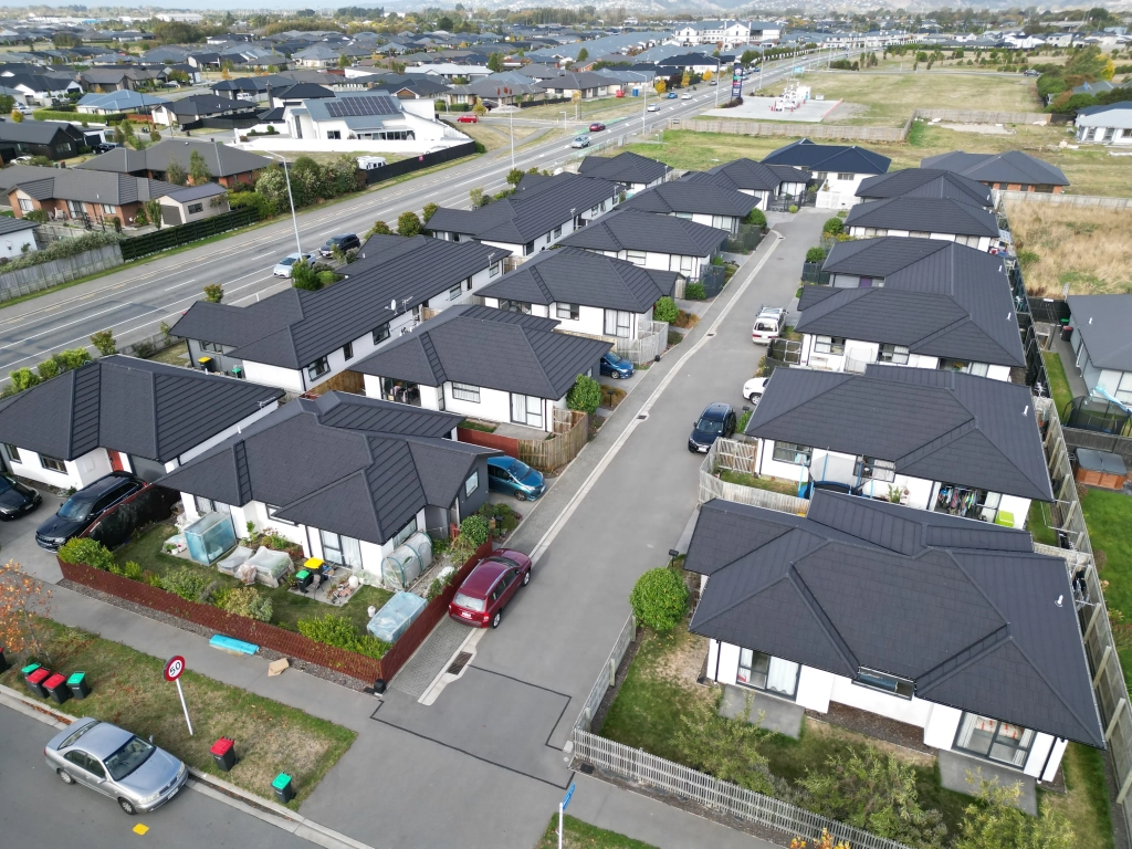 Exterior of 3-bedroom 18-unit townhouse development at Avatea Road, Wigram