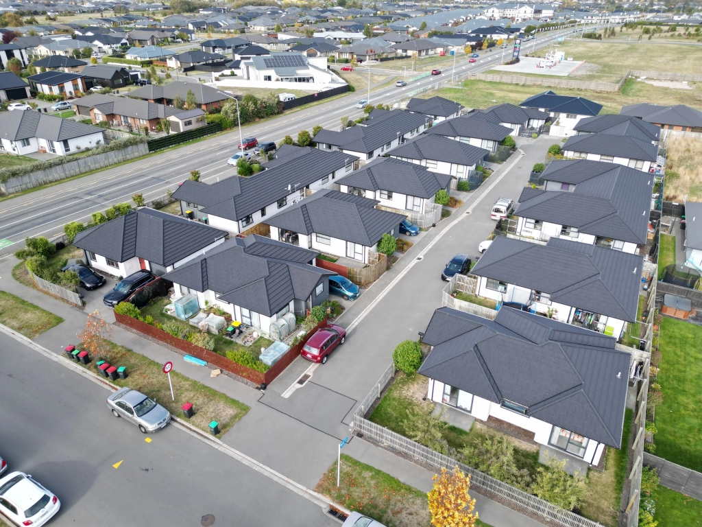 Exterior of 3-bedroom 18-unit townhouse development at Avatea Road, Wigram