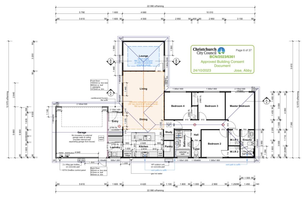 Floor plan for 4-bedroom 2-bathroom custom home at Cork Street, Halswell