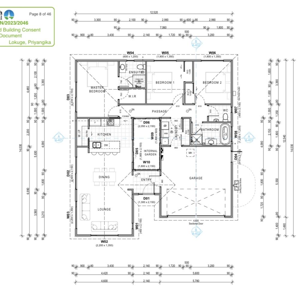 Floor plan for 3-bedroom 2-bathroom custom home at Gammack Drive, Halswell