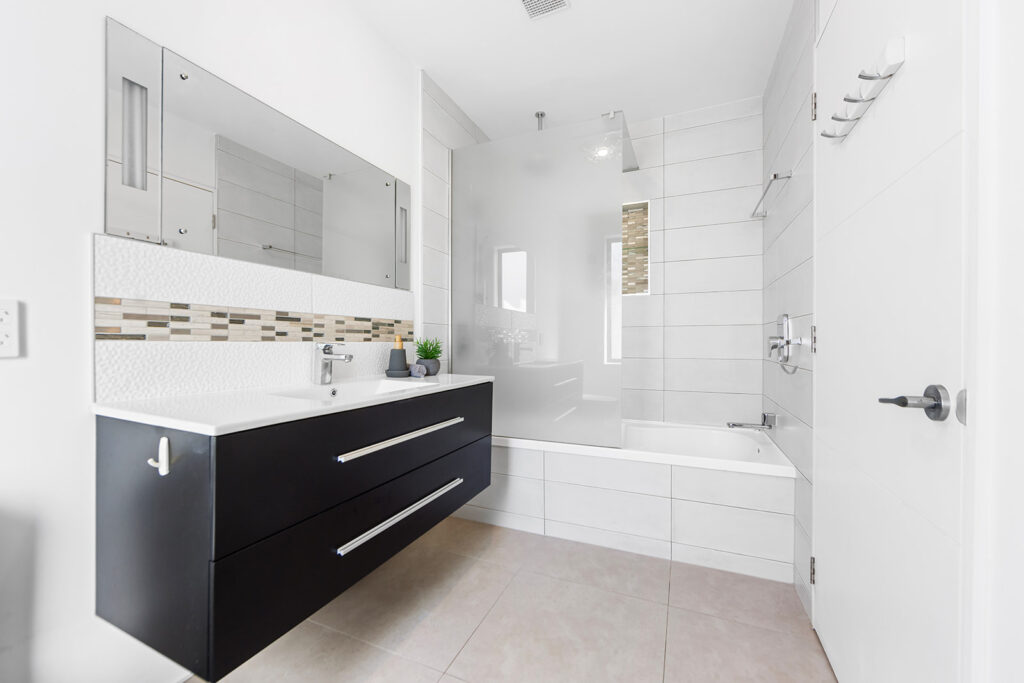Bathroom in 3-bedroom 3-bathroom custom home at Buchanans Road, Yaldhurst