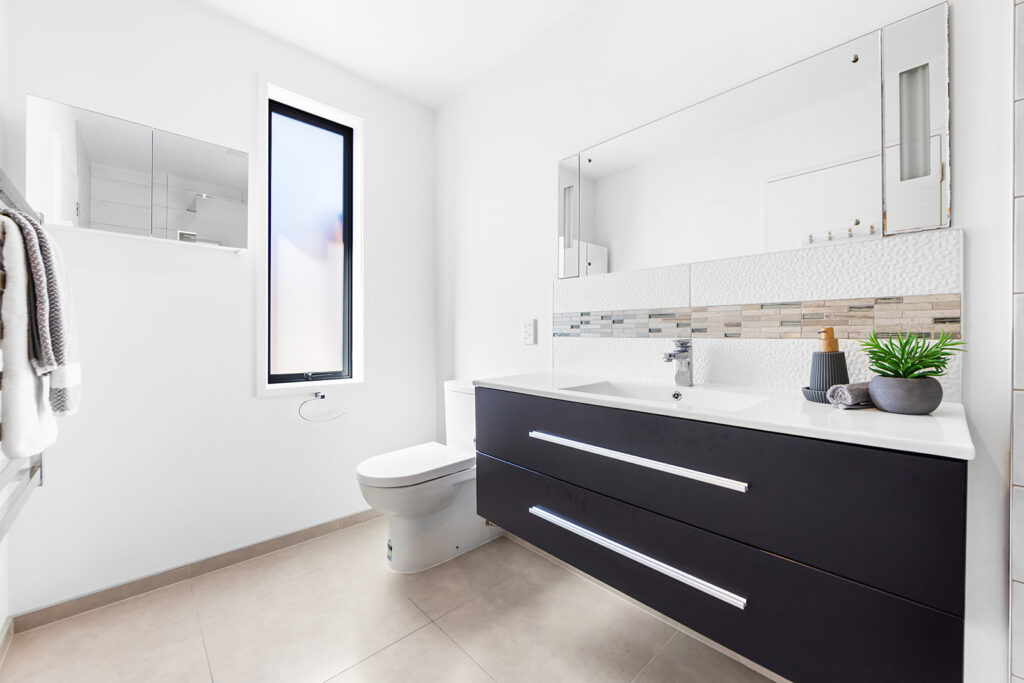 Bathroom in 3-bedroom 3-bathroom custom home at Buchanans Road, Yaldhurst